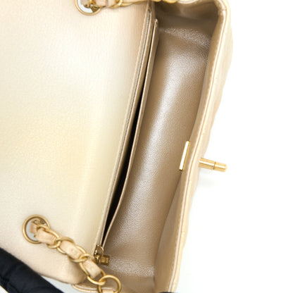 Chanel 22C Mini Rectangular Flap Bag Goatskin Ombre Beige Brushed GHW(Microchip)