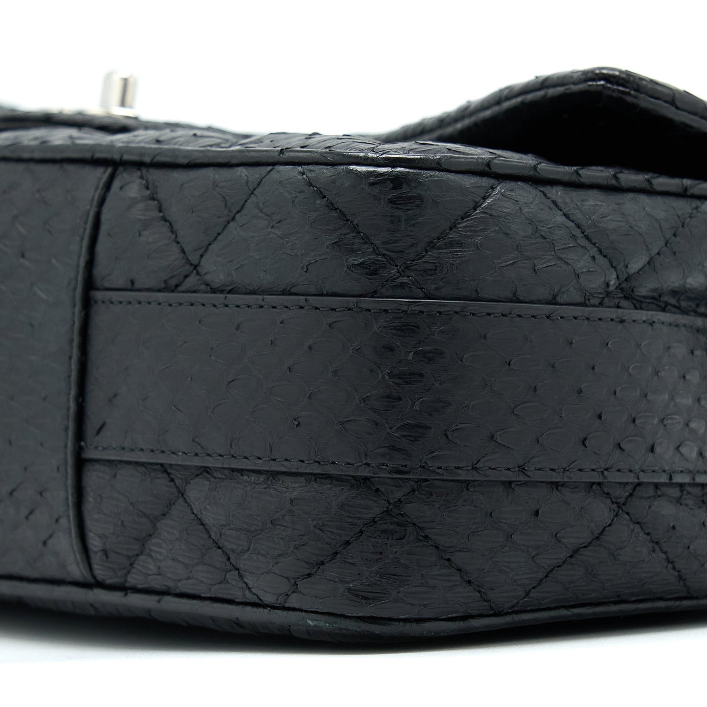 Chanel Top Handle Flap Bag Python Black SHW