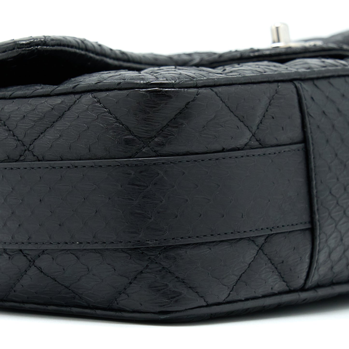 Chanel Top Handle Flap Bag Python Black SHW