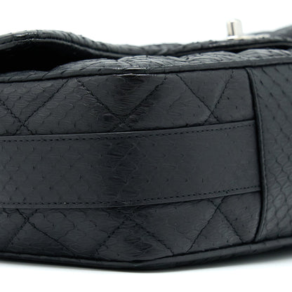Chanel Top Handle Flap Bag Python Black SHW