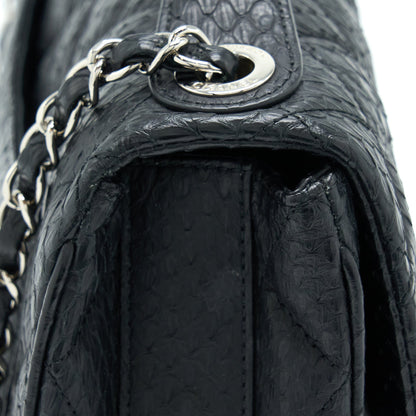 Chanel Top Handle Flap Bag Python Black SHW