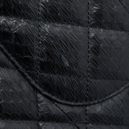 Chanel Top Handle Flap Bag Python Black SHW