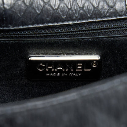 Chanel Top Handle Flap Bag Python Black SHW