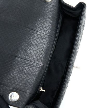 Chanel Top Handle Flap Bag Python Black SHW