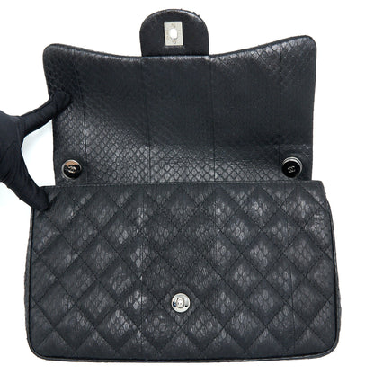 Chanel Top Handle Flap Bag Python Black SHW
