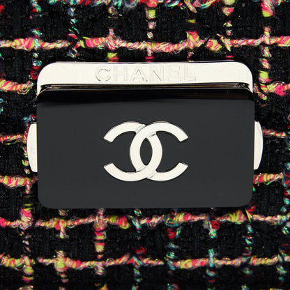 Chanel Tweed Quilted Mini Beauty Lock Flap Bag Multicolor Black