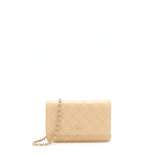 Chanel Classic Wallet On Chain Lambskin Beige LGHWMicrochip