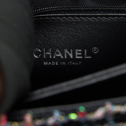 Chanel Tweed Quilted Mini Beauty Lock Flap Bag Multicolor Black