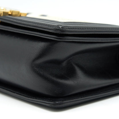 CHANEL TWEED MEDIUM LE BOY CHEVRON BLACK AND WHITE GHW