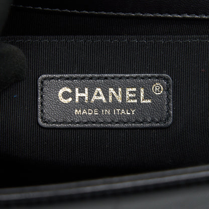 CHANEL TWEED MEDIUM LE BOY CHEVRON BLACK AND WHITE GHW