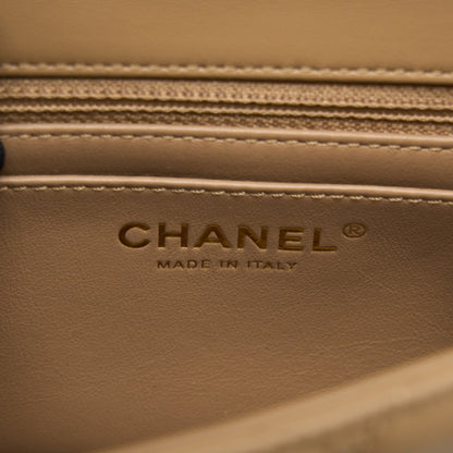 Chanel Pearl Crush Mini Square Flap Bag Lambskin Dark Beige GHW(Microchip)