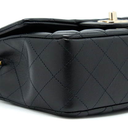 Chanel Mini Rectangular Lambskin Black LGHW(Microchip)