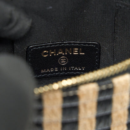 CHANEL VANITY PHONE HOLDER WITH CHAIN BLACK & BEIGE GHW