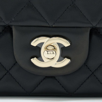 Chanel Mini Rectangular Lambskin Black LGHW(Microchip)
