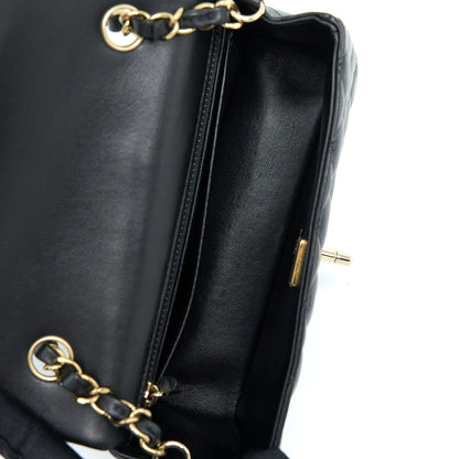 Chanel Mini Rectangular Lambskin Black LGHW(Microchip)