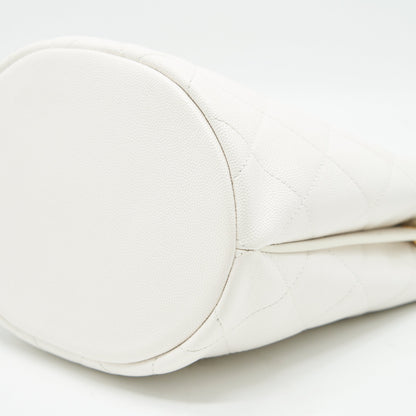 Chanel Bucket Bag With Chain Handle Caviar White GHW
