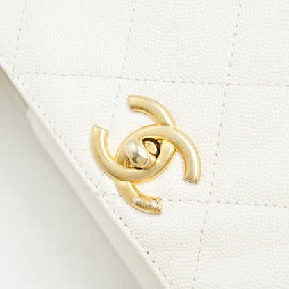 Chanel Bucket Bag With Chain Handle Caviar White GHW