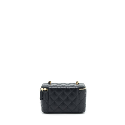 Chanel 22S Pearl Crush Long Vanity With Chain Lambskin Black GHW