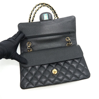 CHANEL MEDIUM CLASSIC DOUBLE FLAP BAG CAVIAR BLACK GHW