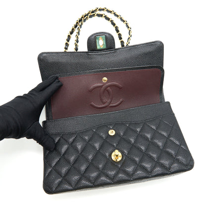 CHANEL MEDIUM CLASSIC DOUBLE FLAP BAG CAVIAR BLACK GHW