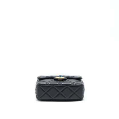 Chanel Quilted Medium Square Flap Bag Lambskin Black Brushed GHW (Microchip)