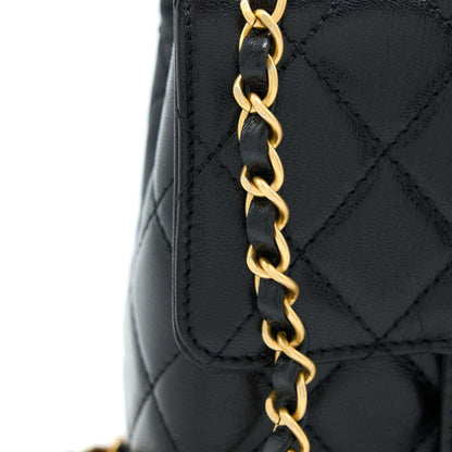 Chanel 22K Retro Classic New Square Mini Flap Bag Goatskin Black GHW (Microchip)