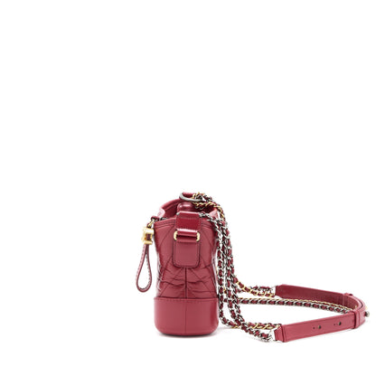 Chanel Small Gabrielle Hobo Bag Chevron Calfskin Red Multicolour Hardware