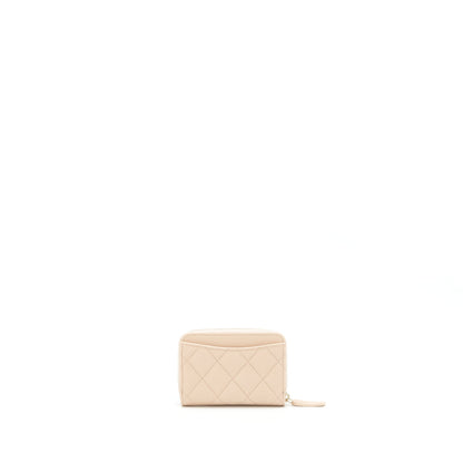 Chanel 22C Zippy Card Holder Caviar Light Beige LGHW