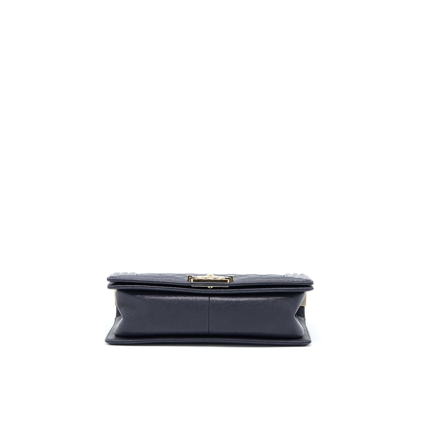 Chanel Medium Boy Bag Grained Calfskin Dark Blue LGHW