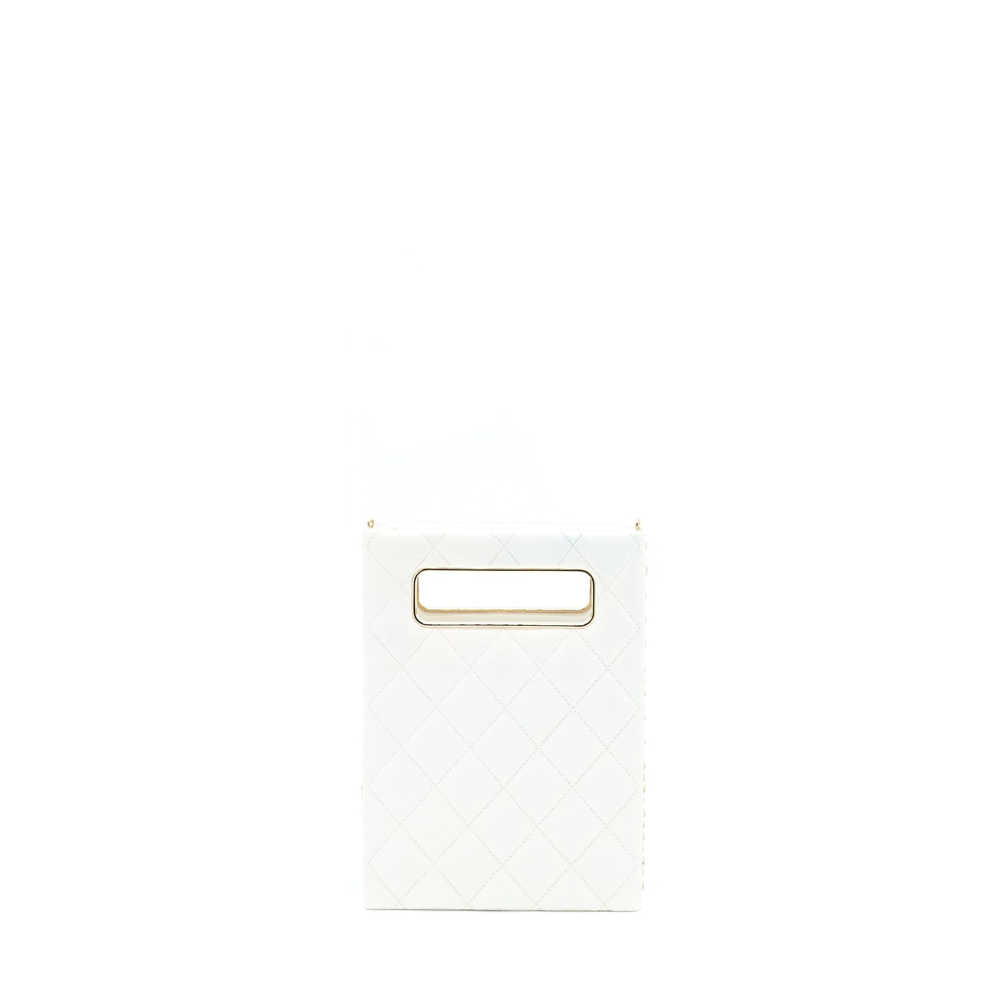 Chanel Vertical Evening Chain Bag Caviar White LGHW (Microchip)