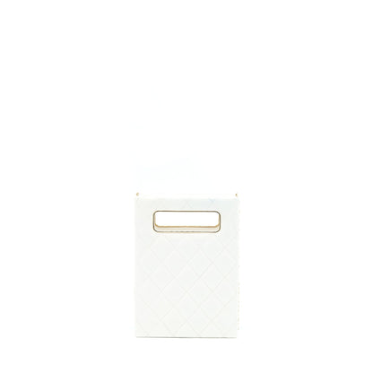 Chanel Vertical Evening Chain Bag Caviar White LGHW (Microchip)