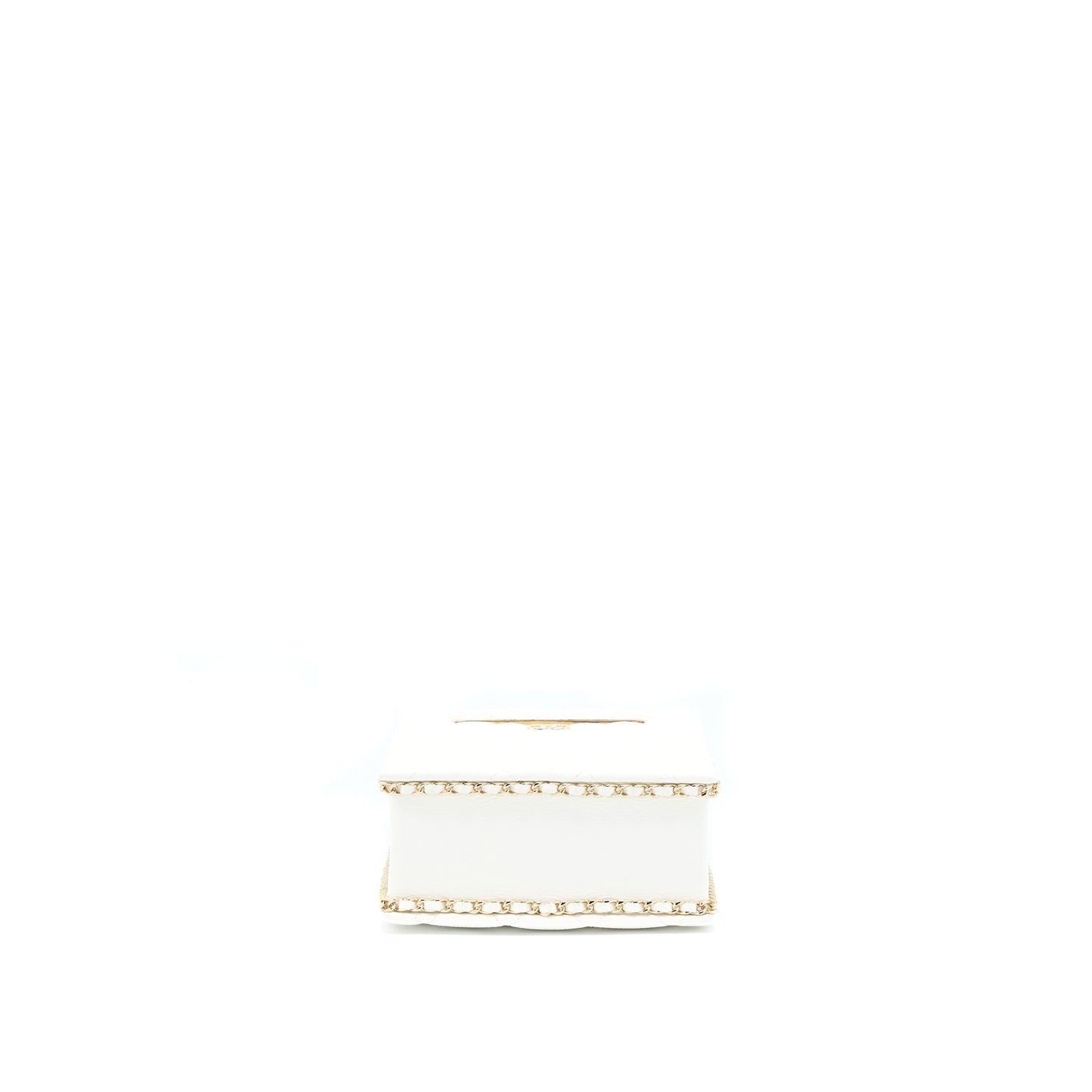 Chanel Vertical Evening Chain Bag Caviar White LGHW (Microchip)