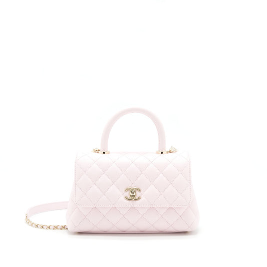 Chanel 22P Small Coco Handle Caviar Light Pink LGHW (Microchip)