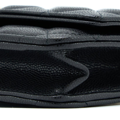 Chanel 22A Wallet On Chain Caviar Black GHW (Microchip)