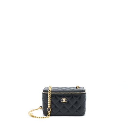 Chanel Long Vanity With Detailed Chain Lambskin Black GHW
