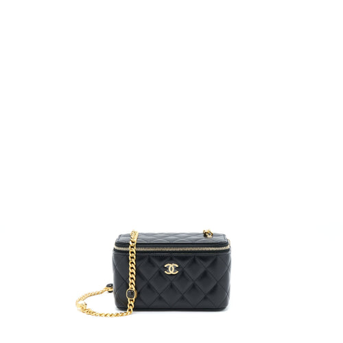 Chanel Long Vanity With Detailed Chain Lambskin Black GHW
