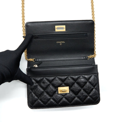 Chanel 2.55 Reissue Wallet On Chain Aged Calfskin Black GHW (Microchip)