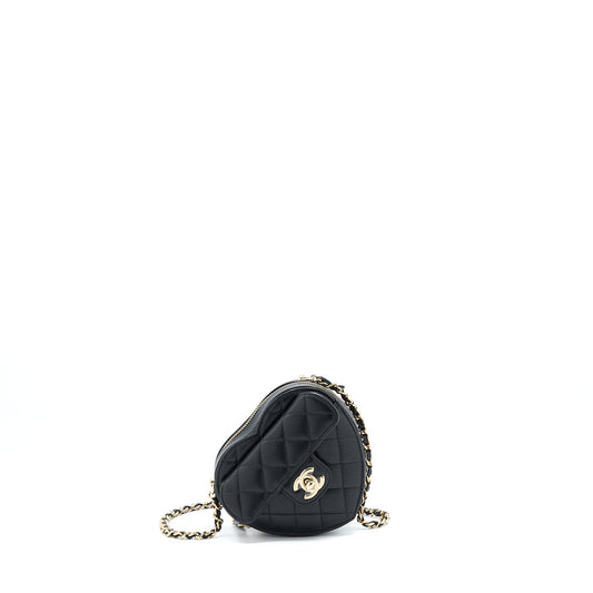 Chanel 22S Small Heart Bag Lambskin Black LGHW