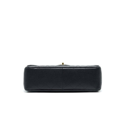 CHANEL CLASSIC JUMBO SINGLE FLAP BAG BLACK CAVIER GHW