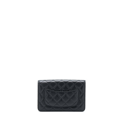 Chanel 22B Pearl Crush Wallet On Chain Lambskin Black GHW (Microchip)