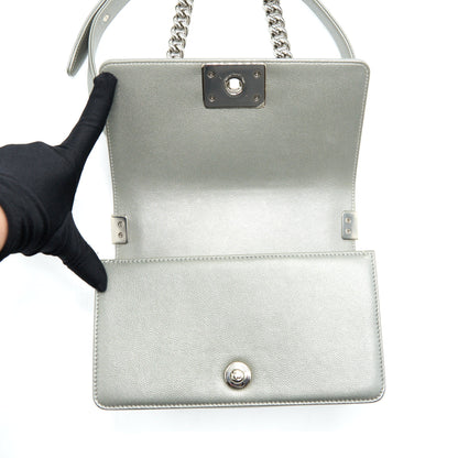 Chanel Small Boy bag Caviar Light Grey SHW