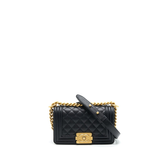 Chanel Small Boy Bag Caviar Black brushed GHW Year 2021 (microchip serial