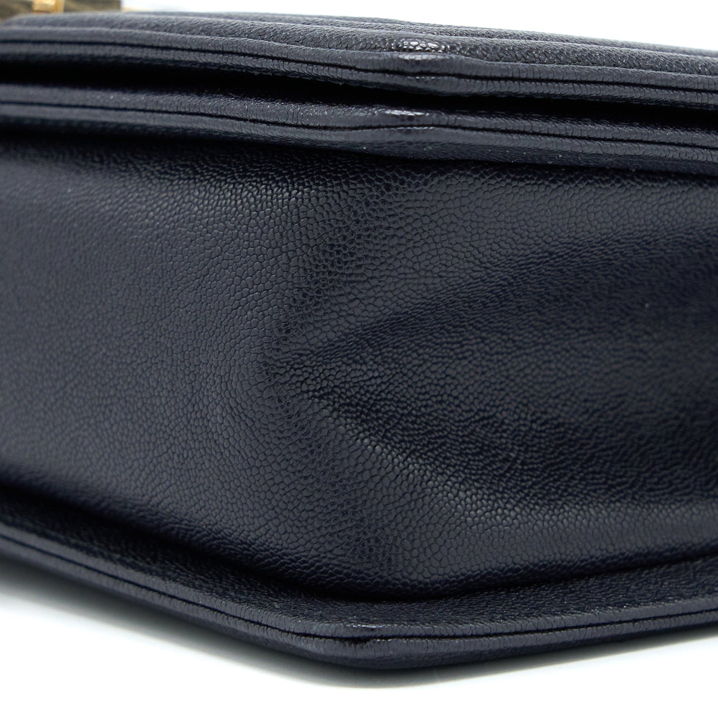 Chanel Medium Boy Bag Grained Calfskin Dark Blue LGHW