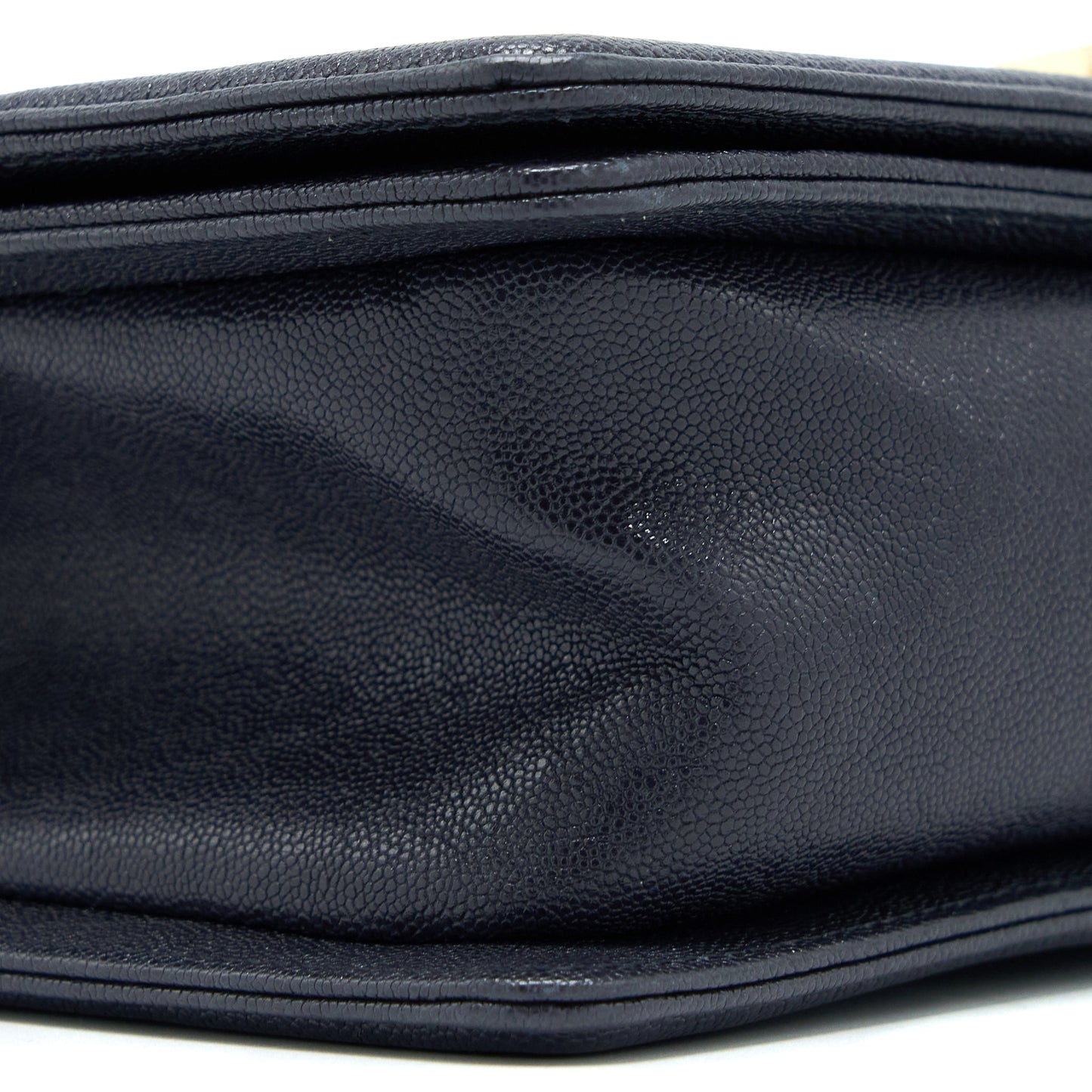 Chanel Medium Boy Bag Grained Calfskin Dark Blue LGHW