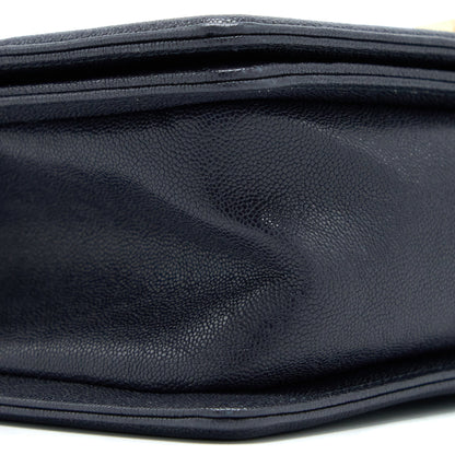 Chanel Medium Boy Bag Grained Calfskin Dark Blue LGHW