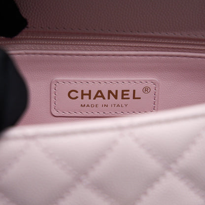 Chanel Small Coco Handle Caviar Light Pink NG750 LGHW(Microchip)