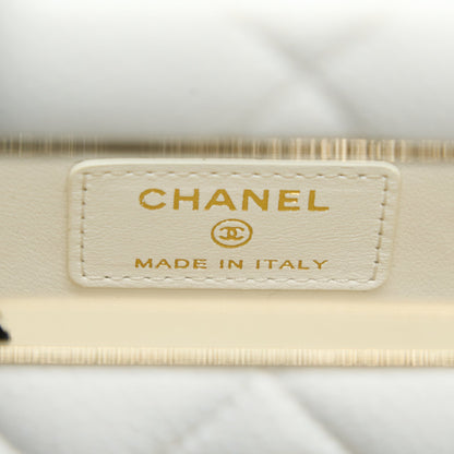 Chanel Vertical Evening Chain Bag Caviar White LGHW (Microchip)