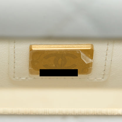 Chanel Vertical Evening Chain Bag Caviar White LGHW (Microchip)