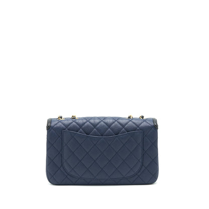 Chanel Medium Caviar Filigree Flap Bag Navy and Black