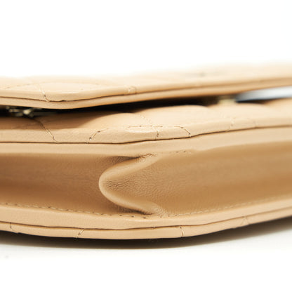 Chanel Classic Wallet On Chain Lambskin Beige LGHWMicrochip